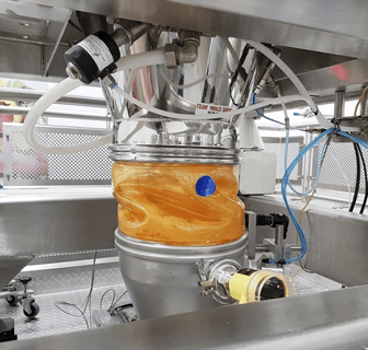 BFM fitting with cheese powder (blue dot)