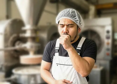 Bakery worker coughing