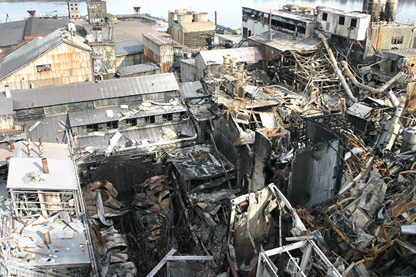 Result of a combustible dust explosion in a sugar plant