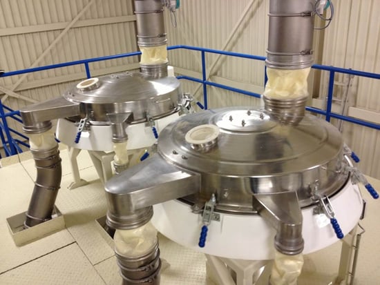 BFM® connectors and spigots installed on Calf milk powder sifters 
