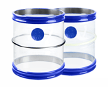 Plastic and steel rings-white background