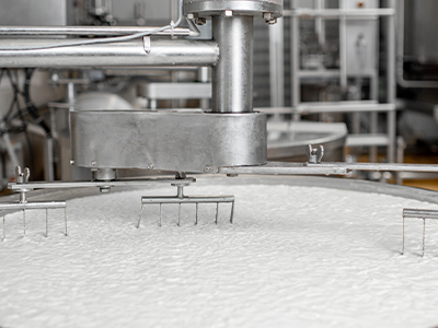 milk powder being processed